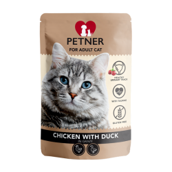 PETNER ADULT CAT KURCZAK Z KACZKĄ I ŻURAWINĄ SASZETKA 85g